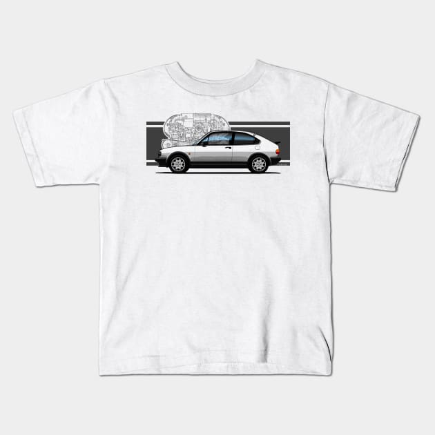 The iconic Italian classic car designed by Giugiaro (for light backgrounds) Kids T-Shirt by jaagdesign